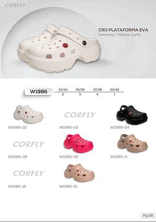 W1986 pacote com 12 chinelo plataforma com pin